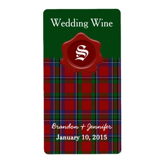 Clan Sinclair Kariert Wedding Mini Wine Labels (Vorne)