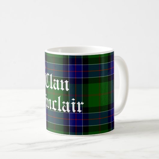 Clan Sinclair Tartan individuell anpassbar Kaffeetasse (VorderseiteRechts)