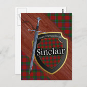 Clan Sinclair Tartan Sword & Shield Postkarte (Vorne/Hinten)