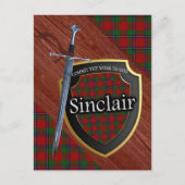 Clan Sinclair Tartan Sword & Shield Postkarte (Vorderseite)