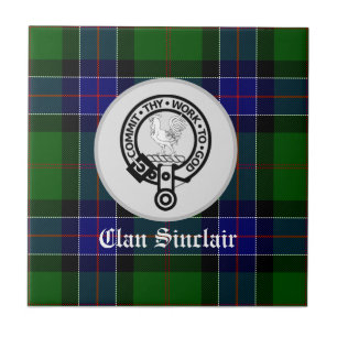 Clan Sinclair Tartan & Wappen Abzeichen Fliese
