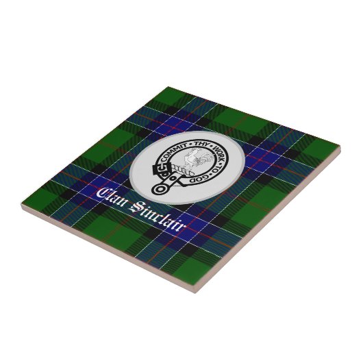 Clan Sinclair Tartan & Wappen Abzeichen Fliese (Seite)