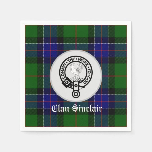 Clan Sinclair Tartan & Wappen Abzeichen Serviette (Vorderseite)