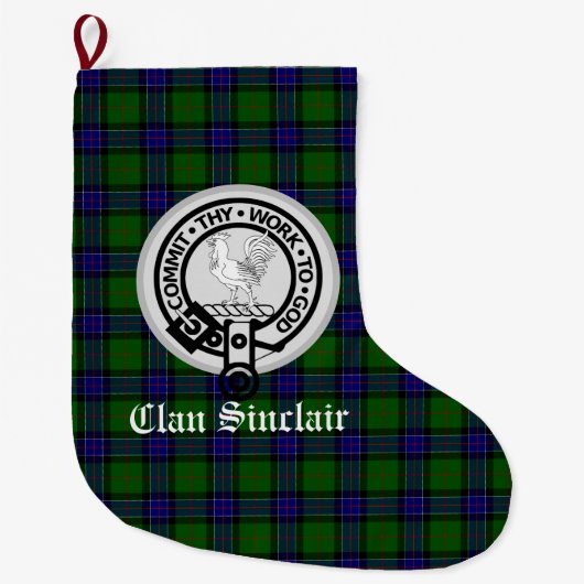 Clan Sinclair Wappen Abzeichen & Tartan individuel Großer Weihnachtsstrumpf (Vorderseite)