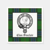 Clan Sinclair Wappen Abzeichen und Tartan Serviette (Vorderseite)
