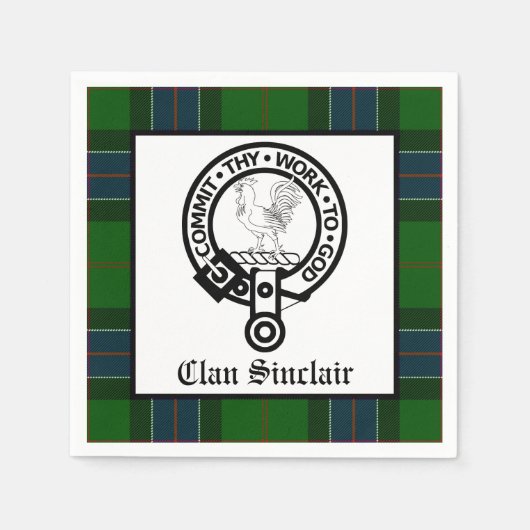 Clan Sinclair Wappen Abzeichen und Tartan Serviette (Vorderseite)
