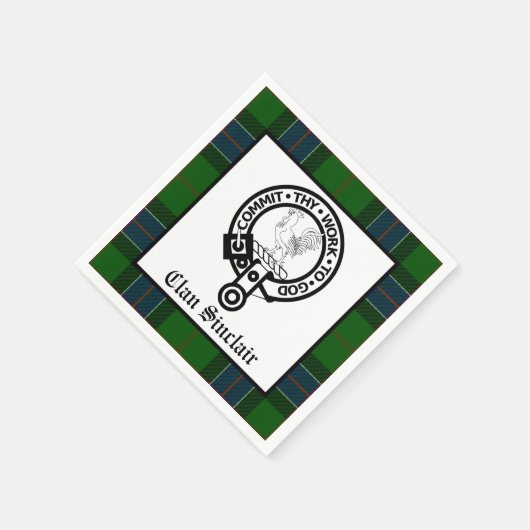 Clan Sinclair Wappen Abzeichen und Tartan Serviette (Ecke)