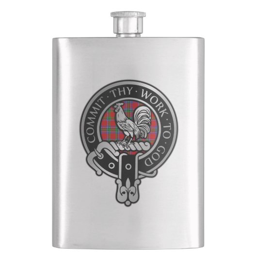 Clan Sinclair Wappen & Tartan Flask Flachmann (Vorderseite)