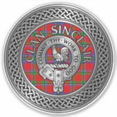 Clan Sinclair Wappen & Tartan Knot Aufkleber (Vorderseite)