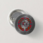 Clan Sinclair Wappen & Tartan Knot Button (Vorne & Hinten)