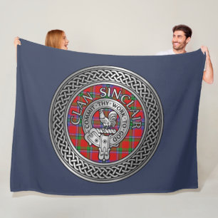 Clan Sinclair Wappen & Tartan Knot Fleecedecke