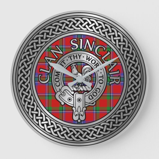 Clan Sinclair Wappen & Tartan Knot Große Wanduhr (Vorderseite)