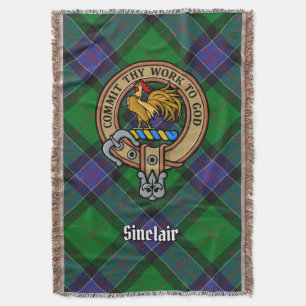 Clan Sinclair-Wappen über Hunting Tartan Decke