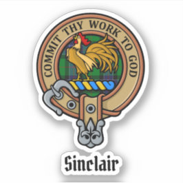 Clan Sinclair Wappen über Jagd Tartan Aufkleber