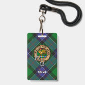 Clan Sinclair Wappen über Jagd Tartan Ausweis (Vorderseite mit Lanyard)