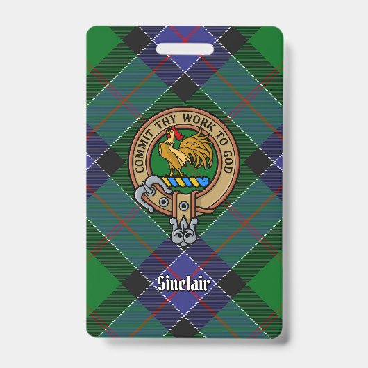 Clan Sinclair Wappen über Jagd Tartan Ausweis (Vorderseite)