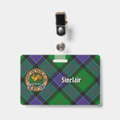 Clan Sinclair Wappen über Jagd Tartan Ausweis (Vorderseite mit Clip)
