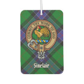 Clan Sinclair Wappen über Jagd Tartan Autolufterfrischer (Vorderseite)