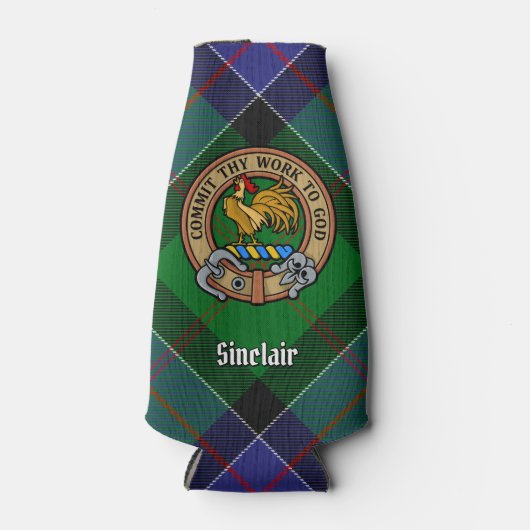 Clan Sinclair Wappen über Jagd Tartan Flaschenkühler (Vorderseite)