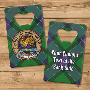 Clan Sinclair Wappen über Jagd Tartan Geldbeutel Flaschenöffner