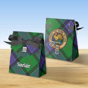 Clan Sinclair Wappen über Jagd Tartan Geschenkschachtel