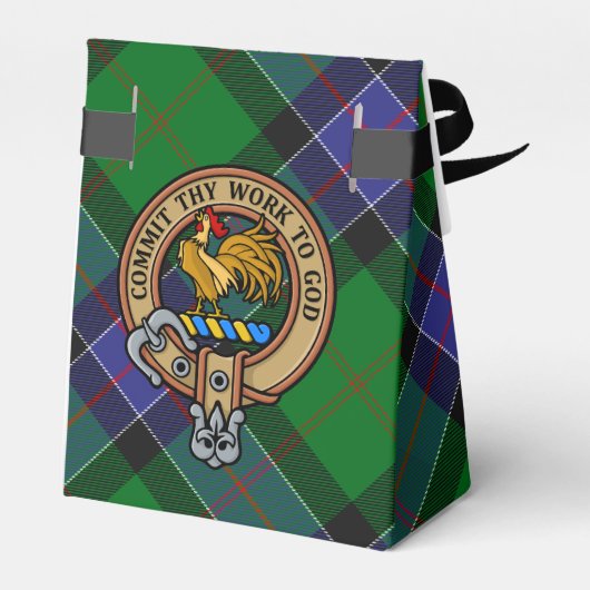 Clan Sinclair Wappen über Jagd Tartan Geschenkschachtel (Rückseite)