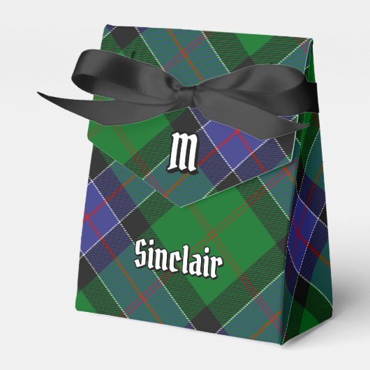 Clan Sinclair Wappen über Jagd Tartan Geschenkschachtel (Vorderseite)