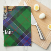 Clan Sinclair Wappen über Jagd Tartan Geschirrtuch (Viertel Falte)