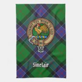 Clan Sinclair Wappen über Jagd Tartan Geschirrtuch (Vertikal)