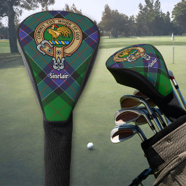 Clan Sinclair Wappen über Jagd Tartan Golf Headcover