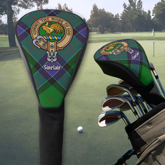 Clan Sinclair Wappen über Jagd Tartan Golf Headcover