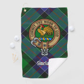 Clan Sinclair Wappen über Jagd Tartan Golfhandtuch (Insitu)