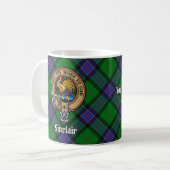 Clan Sinclair Wappen über Jagd Tartan Kaffeetasse (Vorderseite Links)