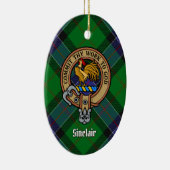 Clan Sinclair Wappen über Jagd Tartan Keramik Ornament (Rechts)