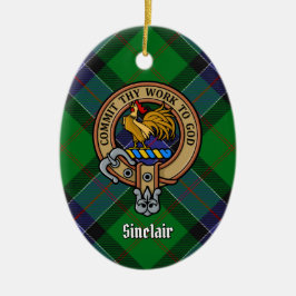 Clan Sinclair Wappen über Jagd Tartan Keramik Ornament