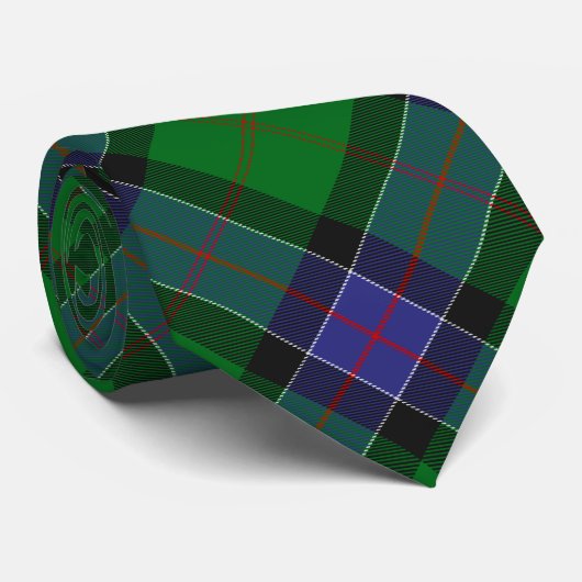 Clan Sinclair Wappen über Jagd Tartan Krawatte (Gerollt)