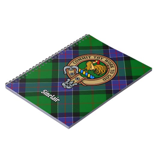 Clan Sinclair Wappen über Jagd Tartan Notizblock (Linke Seite)