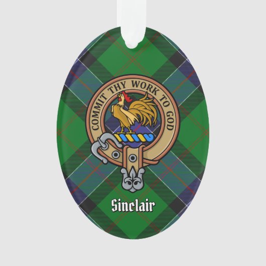 Clan Sinclair Wappen über Jagd Tartan Ornament (Vorderseite)