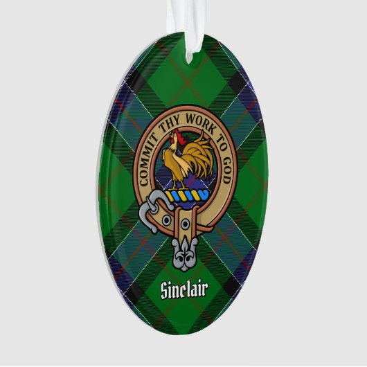Clan Sinclair Wappen über Jagd Tartan Ornament (Vorderseite)