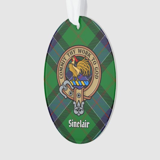 Clan Sinclair Wappen über Jagd Tartan Ornament (Vorderseite)