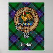 Clan Sinclair Wappen über Jagd Tartan Poster (Vorne)