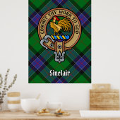 Clan Sinclair Wappen über Jagd Tartan Poster (Küche)