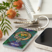 Clan Sinclair Wappen über Jagd Tartan Schlüsselanhänger (Vorderseite rechts)