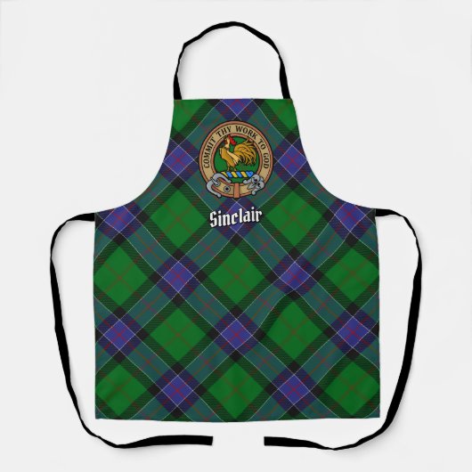 Clan Sinclair Wappen über Jagd Tartan Schürze (Vorderseite)