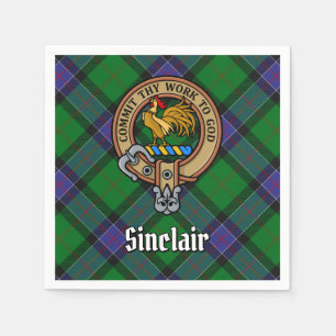 Clan Sinclair Wappen über Jagd Tartan Serviette
