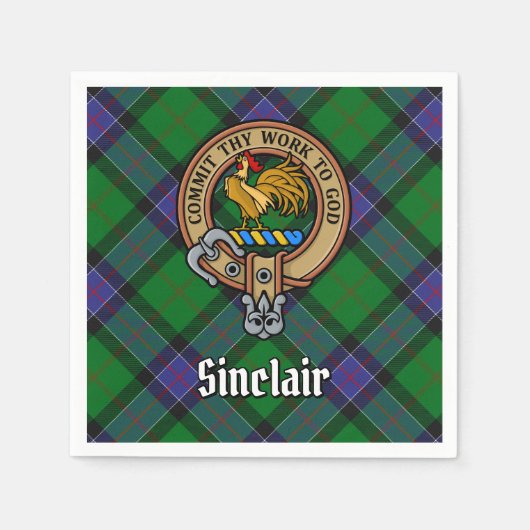 Clan Sinclair Wappen über Jagd Tartan Serviette (Vorderseite)