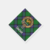 Clan Sinclair Wappen über Jagd Tartan Serviette (Ecke)