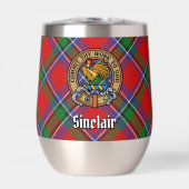 Clan Sinclair Wappen über Red Tartan (Vorderseite)