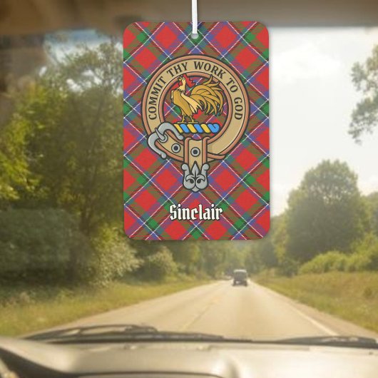 Clan Sinclair Wappen über Red Tartan Autolufterfrischer