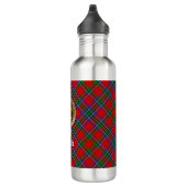 Clan Sinclair Wappen über Red Tartan Edelstahlflasche (Rechts)
